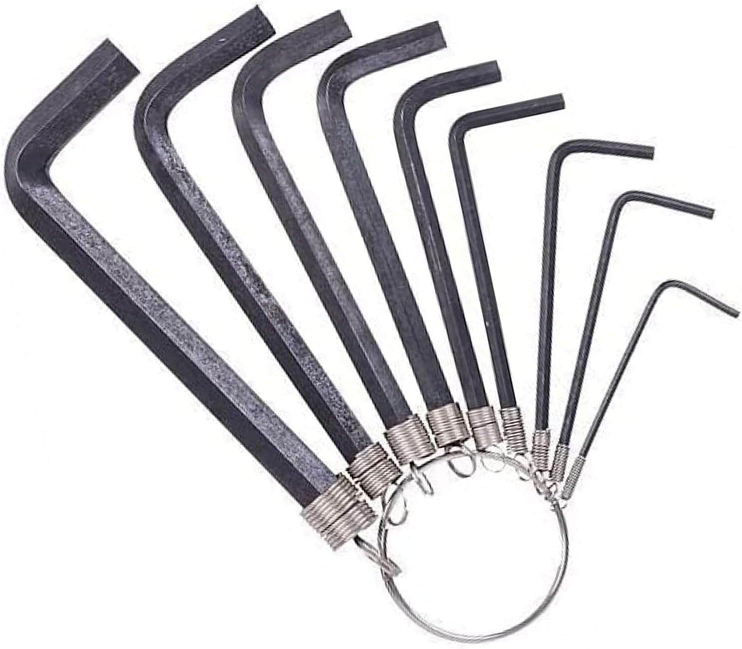 Hex Key Set With Ring 8 Pcs Alan Allen Metric Hexagon Imperial Wrench Alloy Steel Carbon Steel Allen Short Arm L Shaped Security Hx Allan Hand Tools Bikes Home Repair Socket DIY Size 1.50mm to 6.0mm