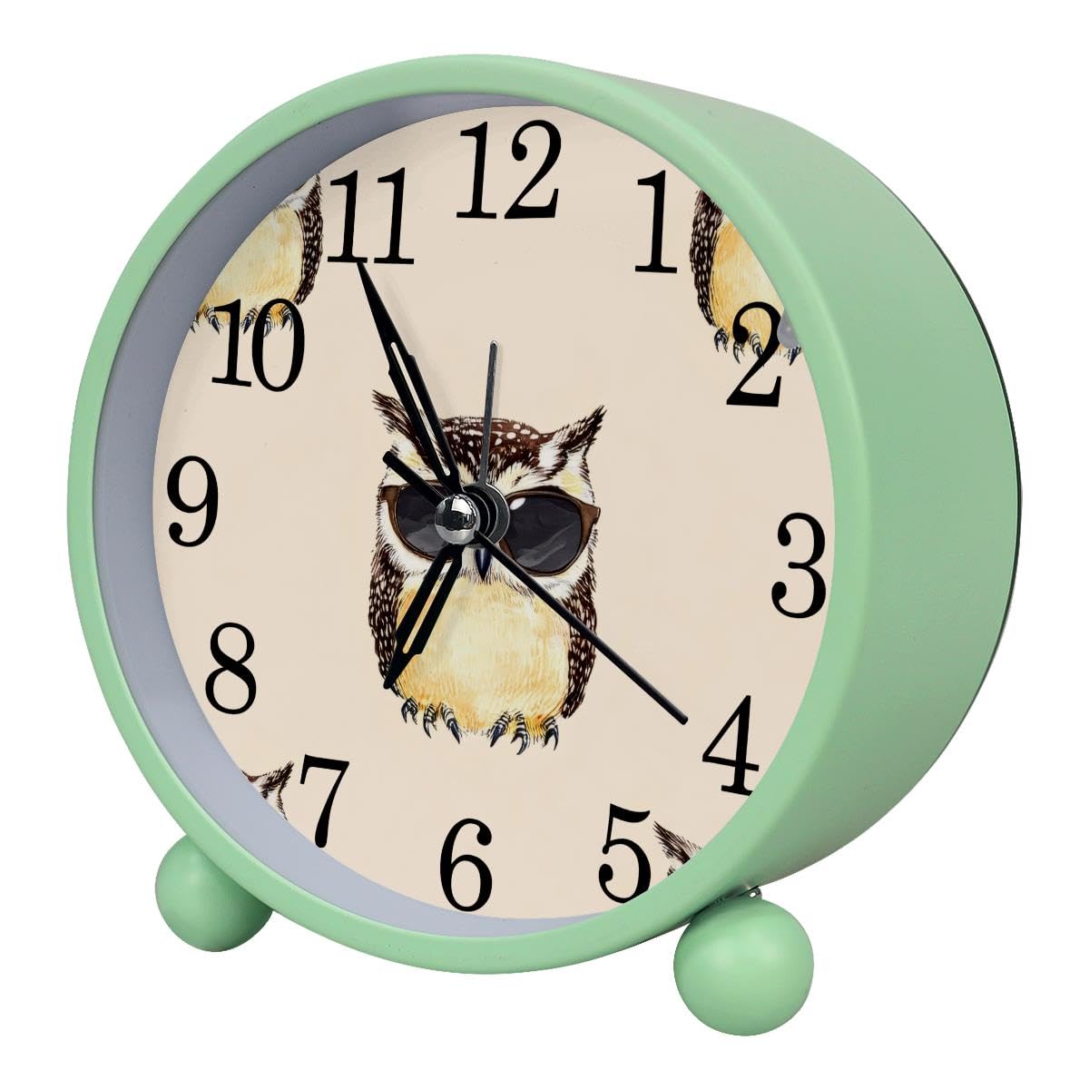 Luoweisi Alarm Clock Owls Sunglasses, Silent Non-Ticking with Night Light
