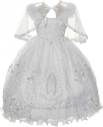 Amazon.com: Virgen María bordado apagado hombro Baby Infant Girl Bautismo  bautizo vestido : Ropa, Zapatos y Joyería