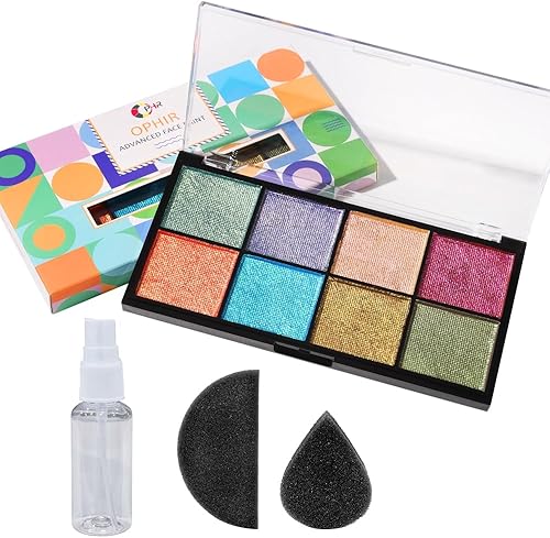 Miniatura 8 de OPHIR Kit de pintura facial arcoíris para fiesta de niños, 5.14 onzas activada por agua, pintura facial para tartas, kit de maquillaje con Juego