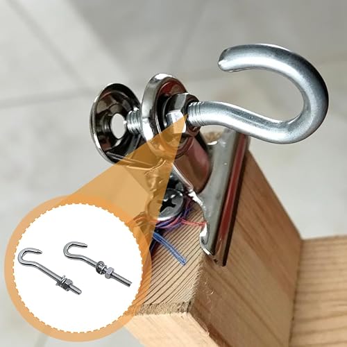 Sylen Lot de 6 crochets M8 304 en acier inoxydable à tige longue avec tige filetée, crochets de suspension, pour jardin, suspension extérieure et usage domestique - 6