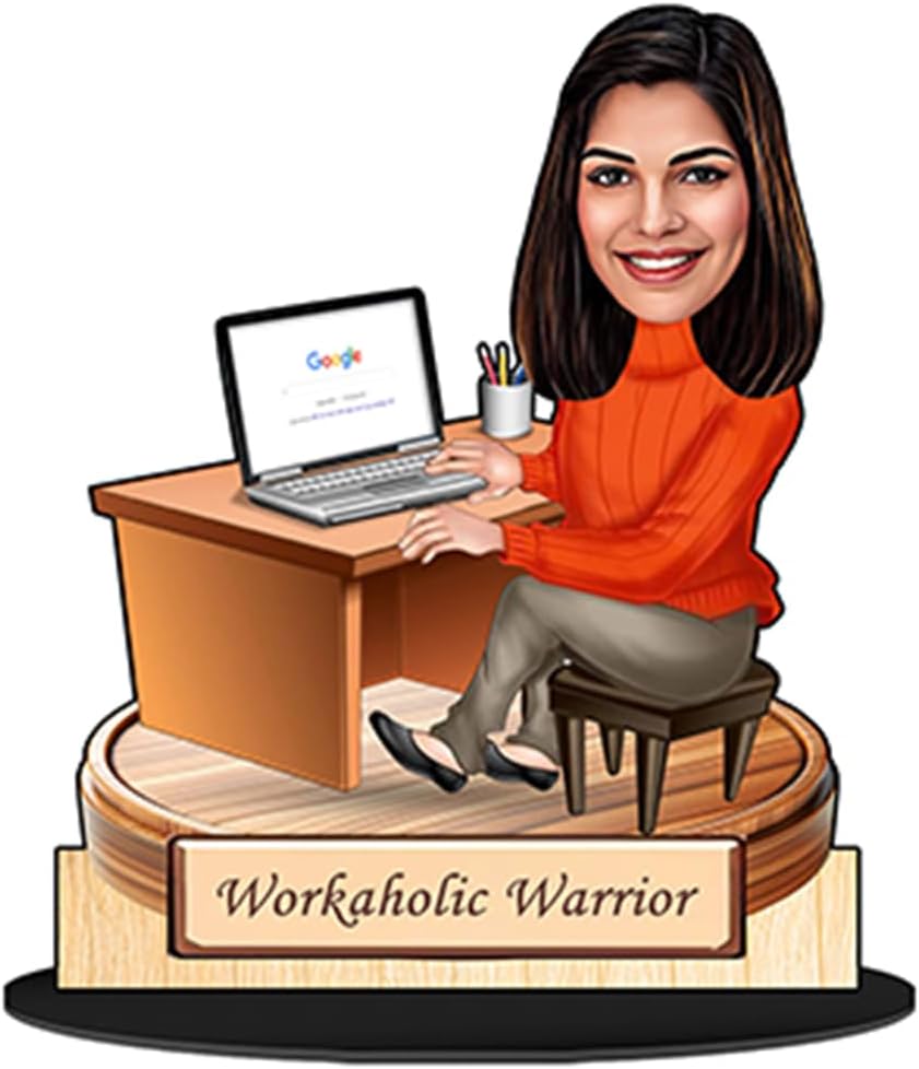 Foto Factory Gifts caricature personalized gifts for Workaholic Girl customized gift for women CA0327