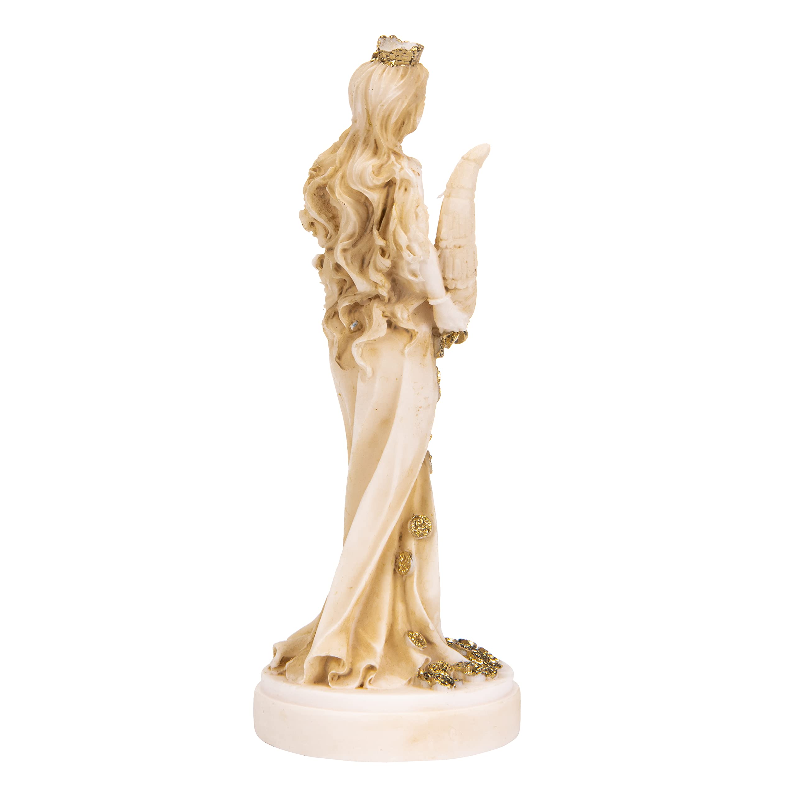 BEAUTIFUL GREEK STATUES Dea della ricchezza Tyche Lady Fortuna statua dorata in alabastro 15,9 cm