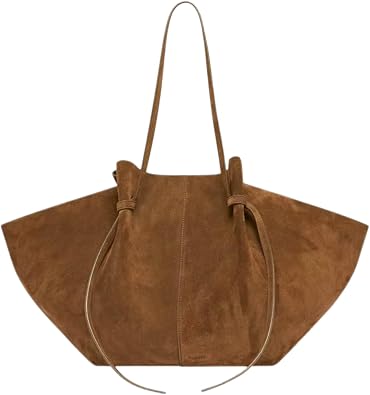 Vintage Faux Suede Tote Bag for Women Large Capacity Velvet Wing-shaped Shoulder Bag Chic Hobo Handbag UnderarmBag