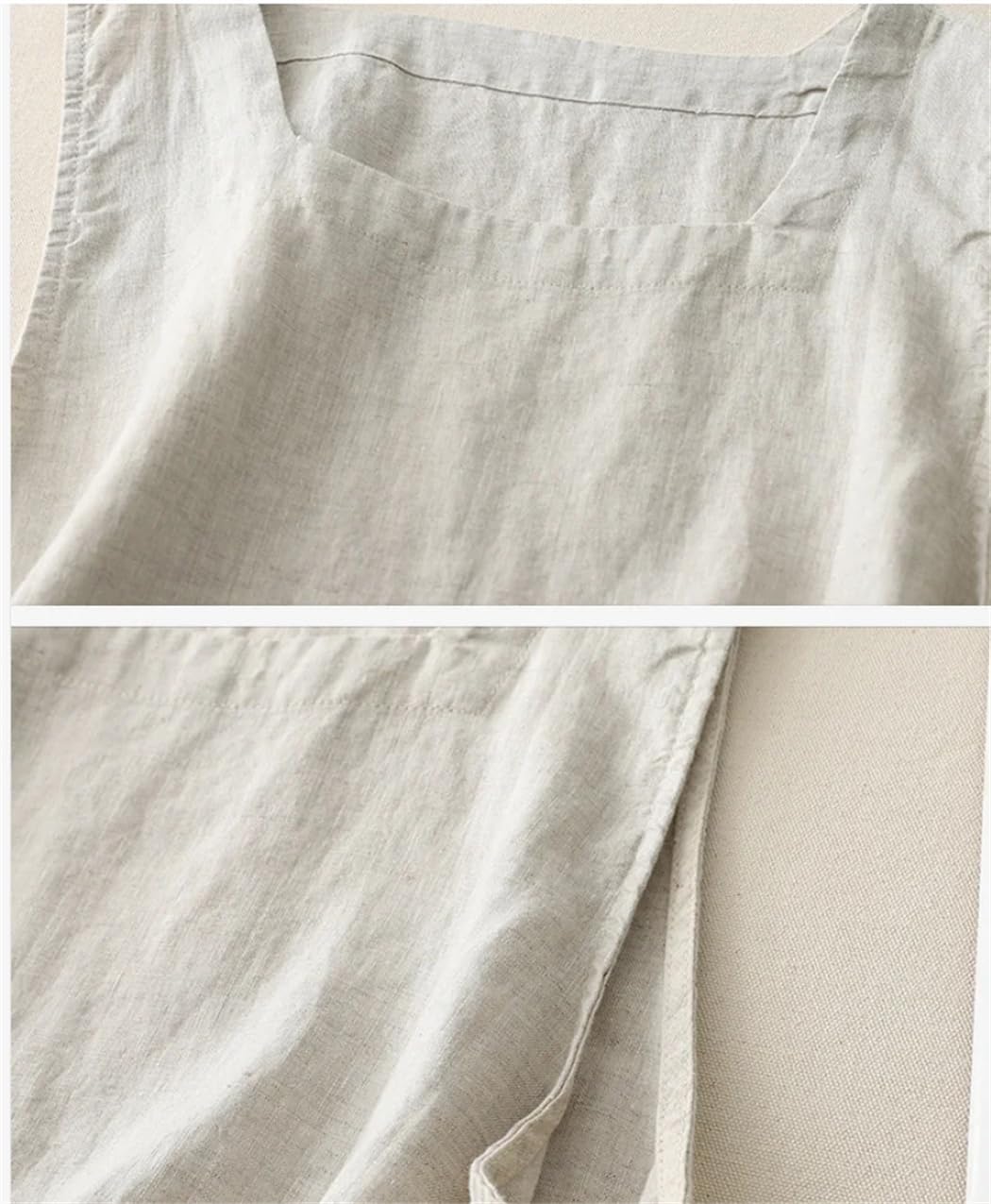 Camiseta básica de algodón y lino para mujer, de verano, cuello cuadrado, sin mangas, estilo vintage, holgada