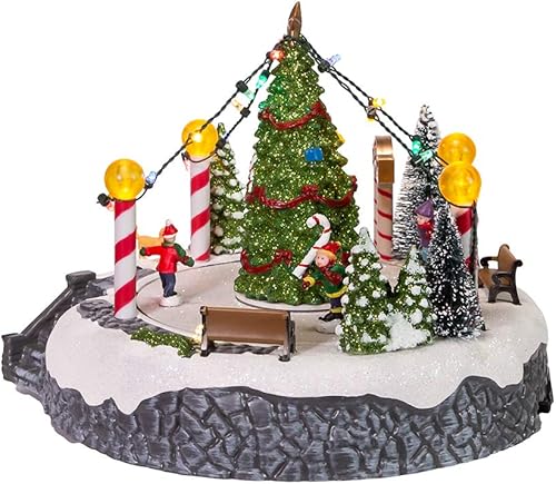 Miniatura 4 de Kurt S. Adler Pista de hielo LED musical con pilas de 7 pulgadas con pieza de mesa de árbol