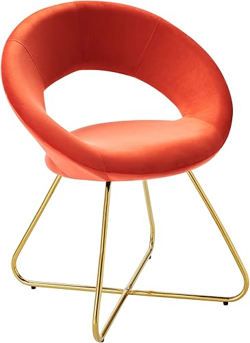 Miniatura 3 de Modway Nouvelle Moday - Juego de 2 sillas de comedor de terciopelo de alto rendimiento, color dorado y naranja