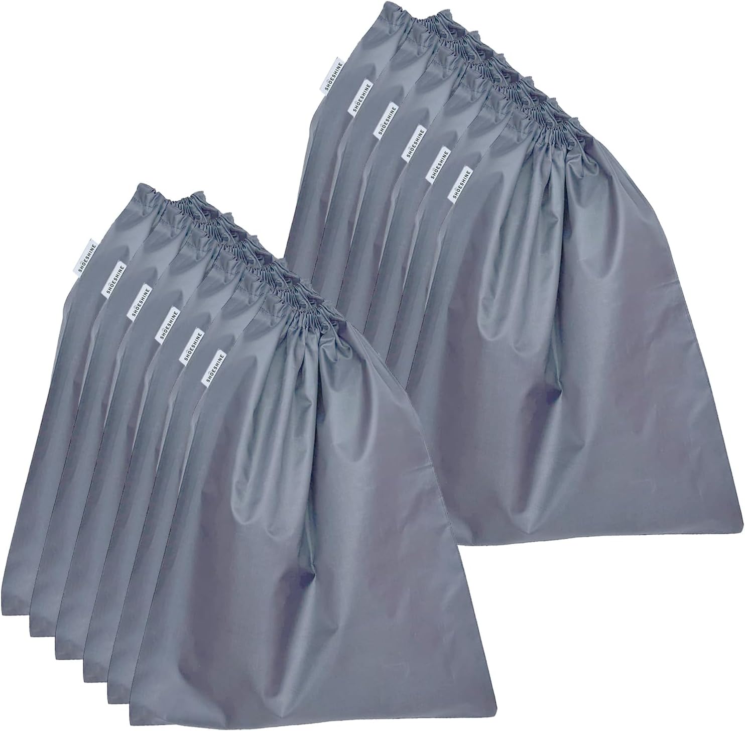 SHOESHINE Washable Shoe Bags Long Lasting Nylon Fabric Soft & Smooth Travel Shoes Pouch - 18 Pcs Grey Storage Shoe Cover