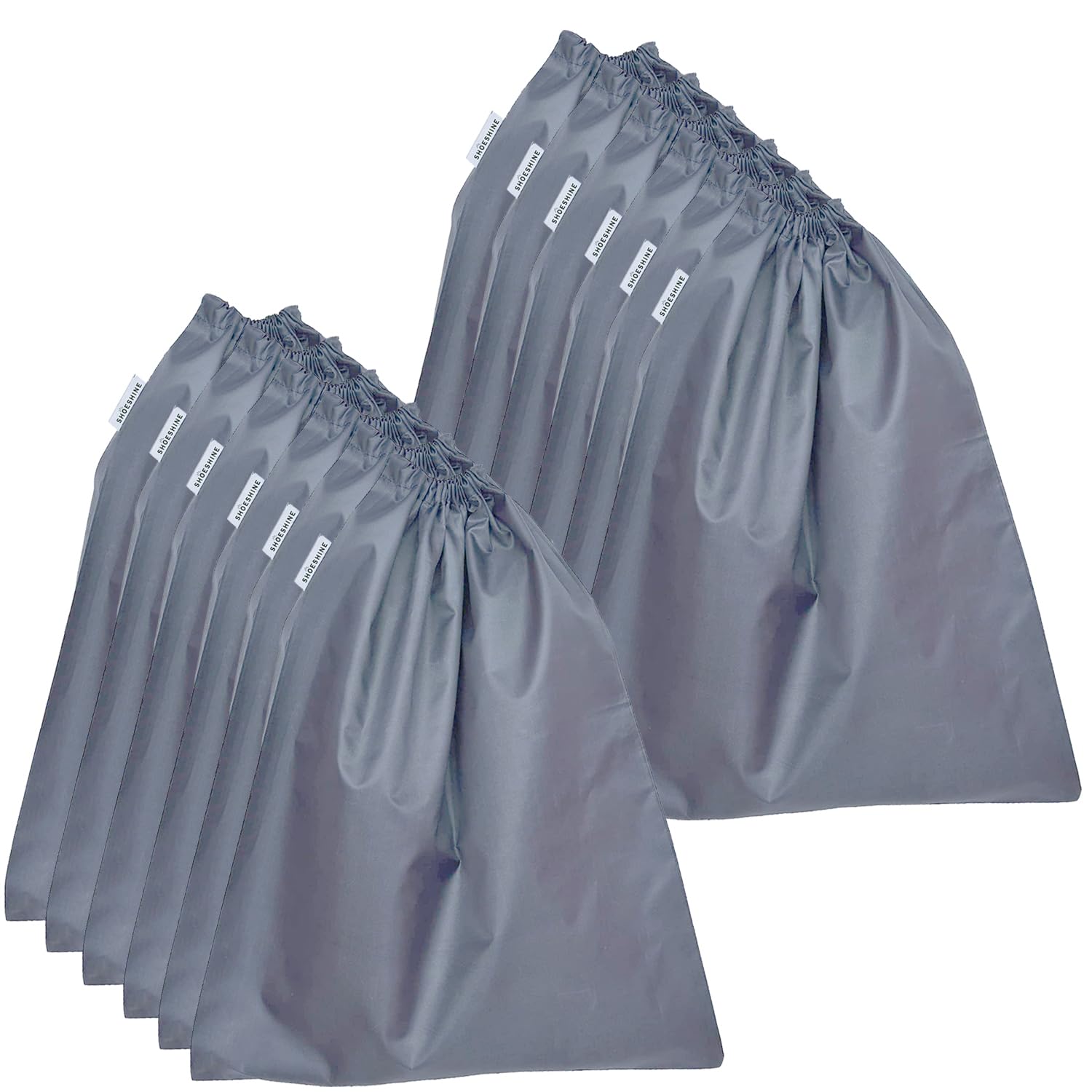 SHOESHINE Washable Shoe Bags Long Lasting Nylon Fabric Soft & Smooth Travel Shoes Pouch - 18 Pcs Grey Storage Shoe Cover