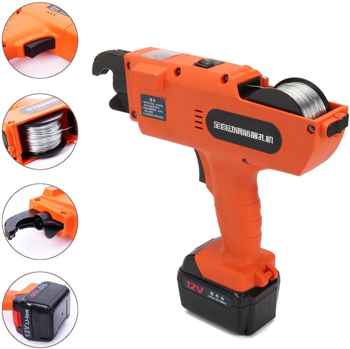 Rebar Tier Tying Machine Automatic Steel Bar Rod Tying Binding Tool Handheld Electric Tying Tools with 2 Rolls of Tying Wires for 30-60mm Steel Strapping