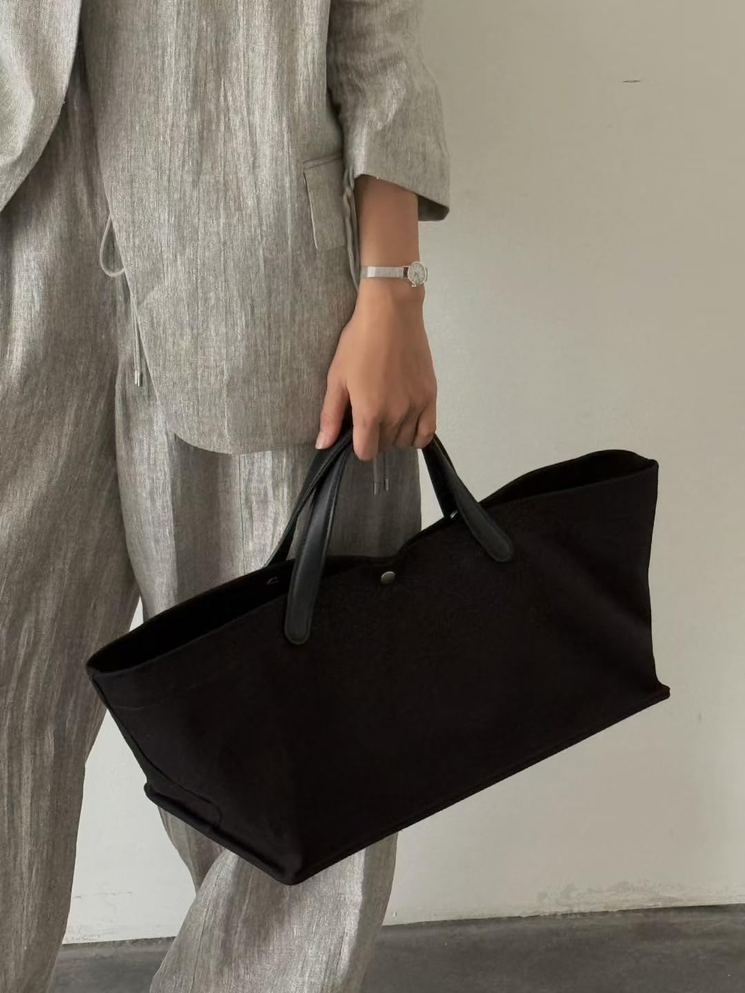Women's Canvas Leather Totes Handbag Commuting Shoulder Crossbody Armpit Bag Leisure Versatile Casual Chic Stylish Clutch