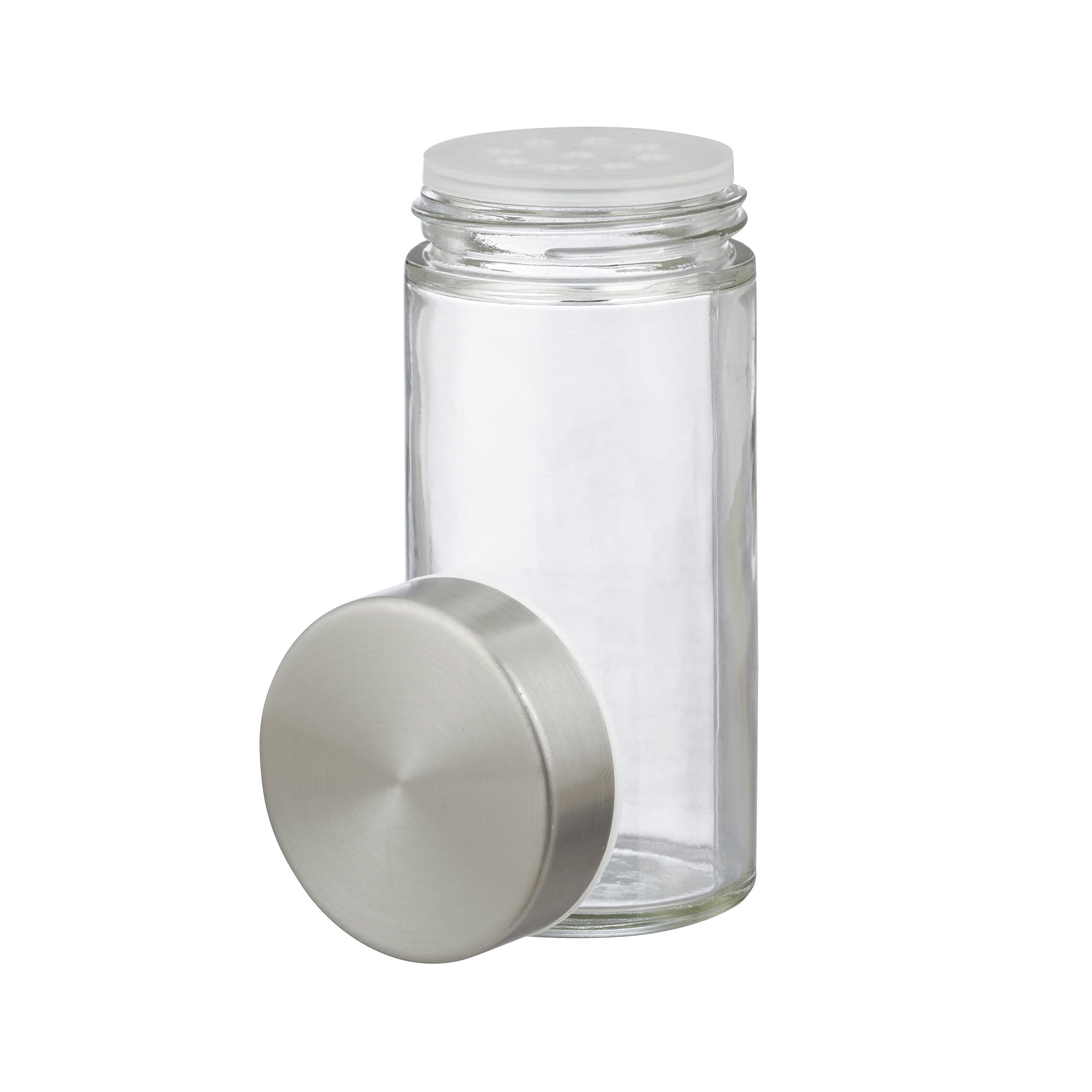 Relaxdays Tourniquet à épices, Acier INOX, 20 Pots en Verre, 40 étiquettes, Rotatif à 360°, HLP : 33,5x20x20 cm, argenté