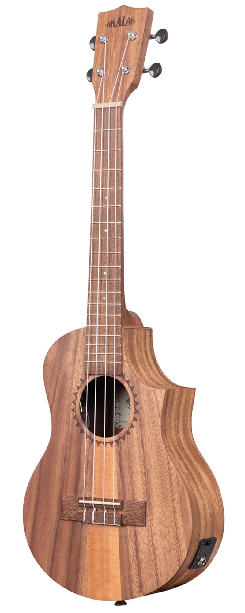 Kala KA-TK-T-CE Teak Tri-Top Tenor-Ukulele mit Cutaway und EQ-Set mit Tasche, Stimmgerät, Aquila-Saiten, Gurt, Austin Bazaar Anleitungs-DVD und Poliertuch