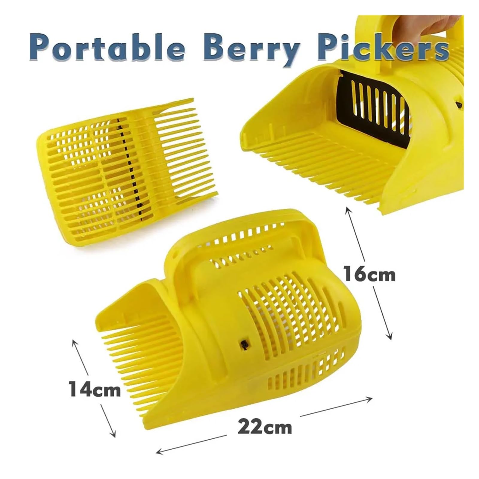 Raccogli Frutta Raccoglitore Portatile di Bacche e mirtilli con Pettine in plastica e rastrelli, Raccolta Manuale di Frutta