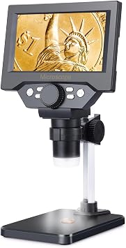 Koolertron 5.5 بوصة LCD المجهر الرقمي، 8 MP 1-1000 X التكبير، 8 أضواء LED، بطارية قابلة للشحن، تسجيل الفيديو لإصلاح لوحة الدوائر، فحص ثنائي الفينيل متعدد الكلور، عملة، وأكثر من ذلك