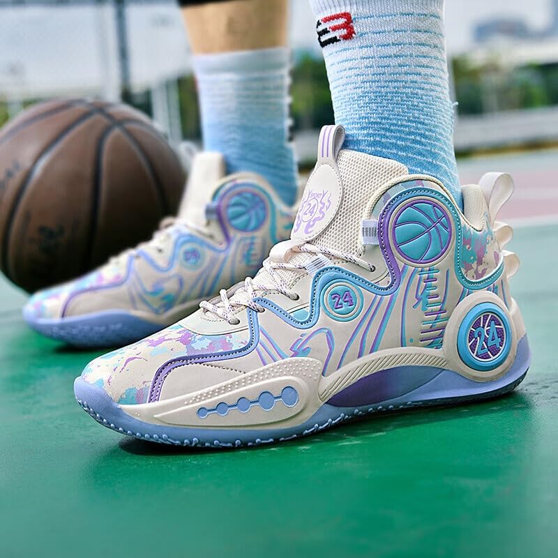 Genérico Zapatillas de Baloncesto caña Alta for Hombre, Ligeras, Antideslizantes, Resistentes al Desgaste, con Agarre Amortiguador, Zapatillas Deportivas Entrenamiento Zapatos para Caminar