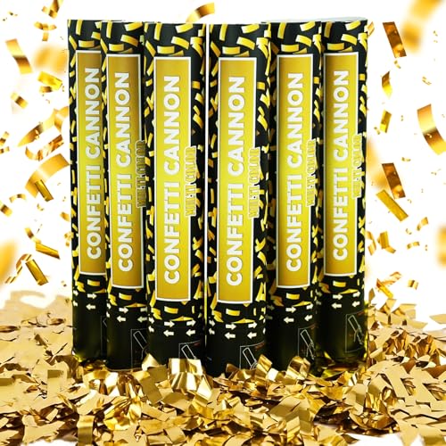 Confetti Cannon Gold Party Poppers - 6 Pack 12 Inch Confetti Poppers for Wedding Celebration Birthday Party Celebration Baby Shower Decorations Christmas New Year Graduation