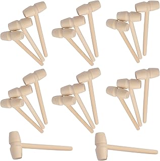 kuou 20 Pcs Wooden Hammers,Mini Wooden Children Baby Hammer Crab Mallets Seafood Shellfish Lobster Hammers Dessert Making Mallet for Cake Chocolate Craft Making Tool Toy Gift for Kids Boys Girls