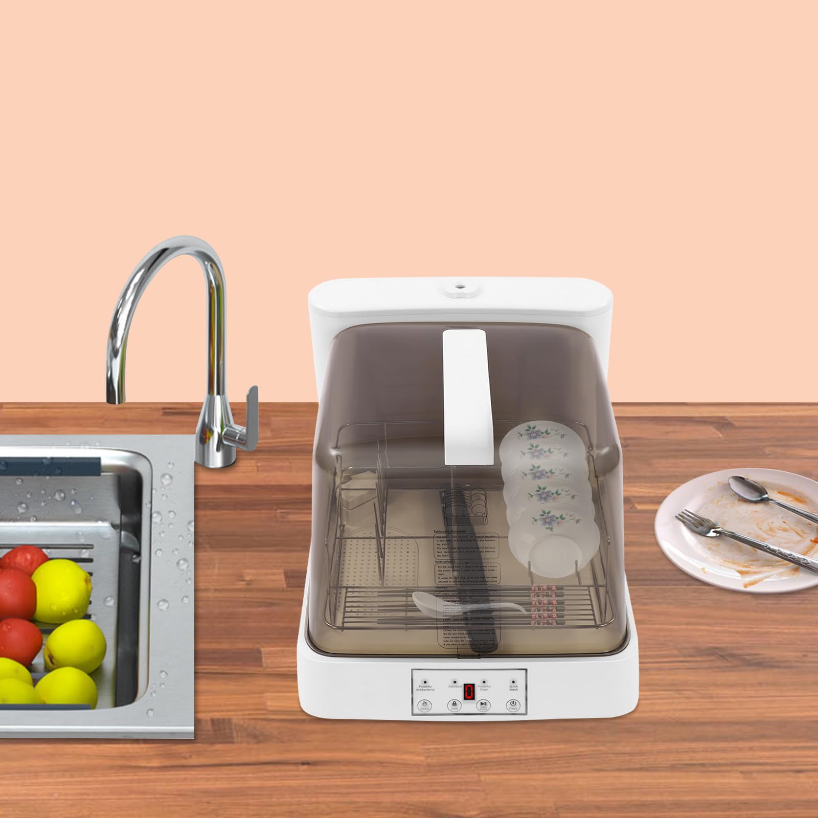 Lavastoviglie portatile, lavaggio automatico con serbatoio, spruzzatore girevole a 360°, diverse modalità di pulizia, ideale per piccole case, appartamenti, dormitori e altro ancora