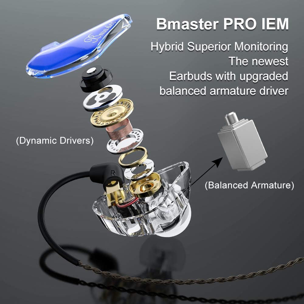 in-Ear Monitors, BASN Bmaster Triple Driver HiFi Stereo Noise-Isolating in-Ear Headphones with Two Detachable MMCX Cables for Stage/Audio Recording (Green) : Electronics