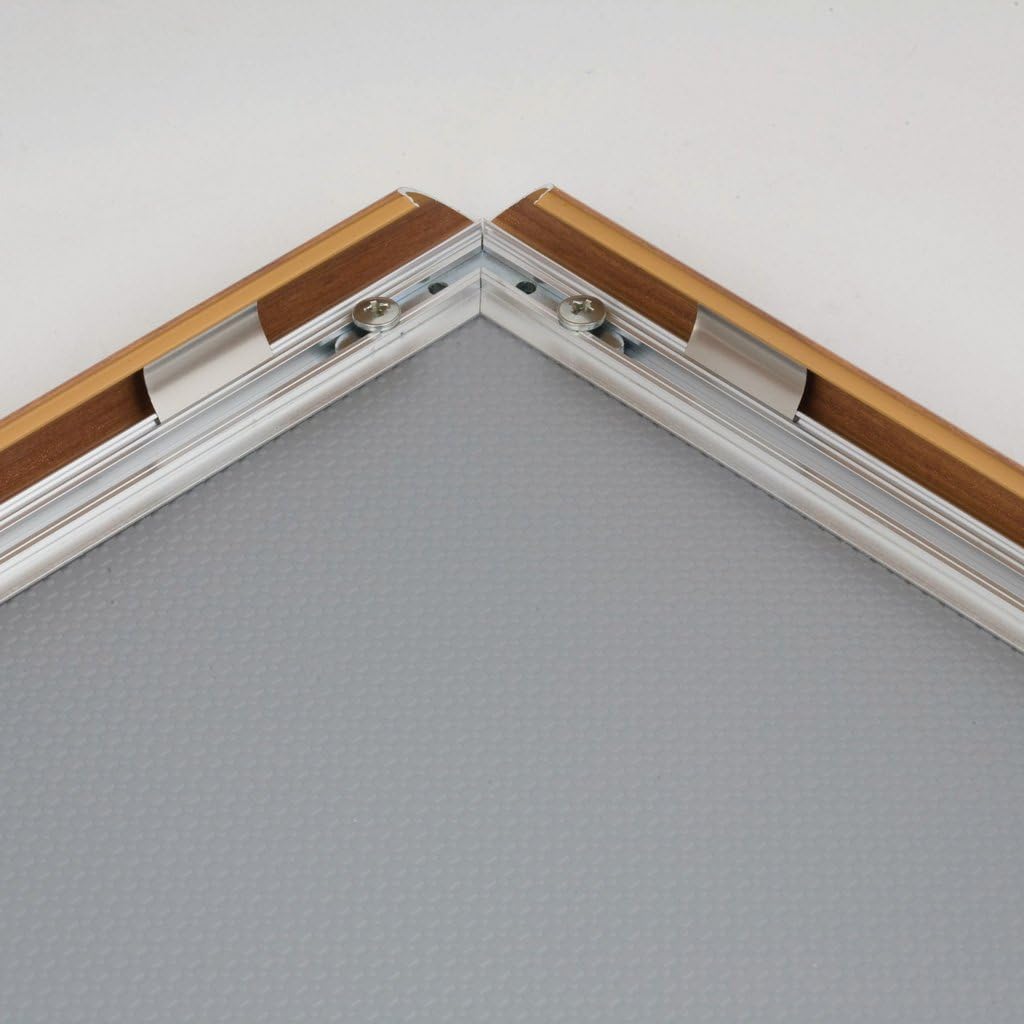 M&T Displays Snap Poster Frame, Wood Look 1" Aluminum Profile, Front Loading, Wall Mounting, Photo, Picture, Document, Certificate, Sign Holder, Mitered Corner, Anti Glare Cover (Wood Look, 8.5x11 in)