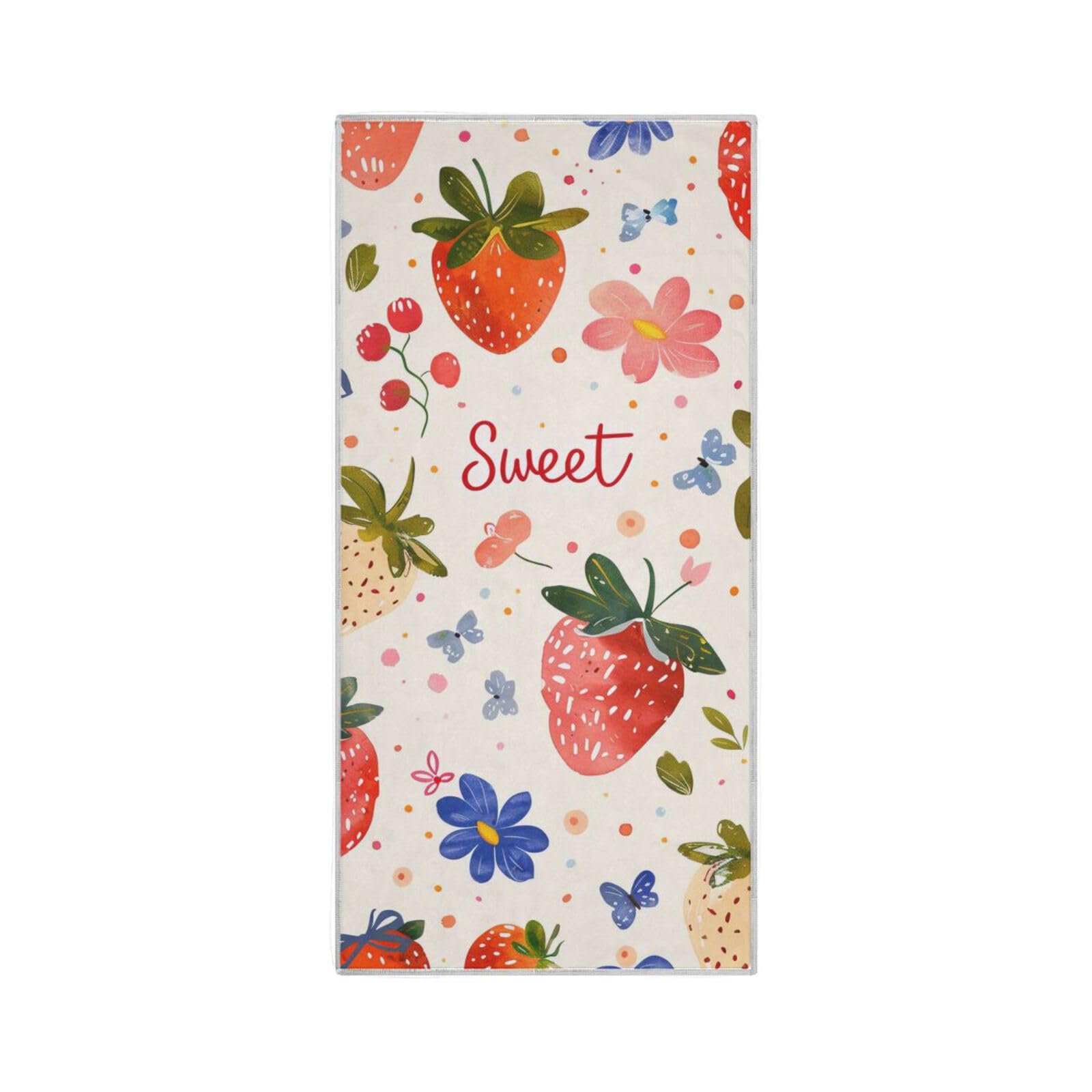 Cartoon Red Strawberry Flowers Hand Towels for Kitchen Bathroom Hand Towel Quick Dry washcloths for face Gym Towels for Working Out Hand Towel Sports 30