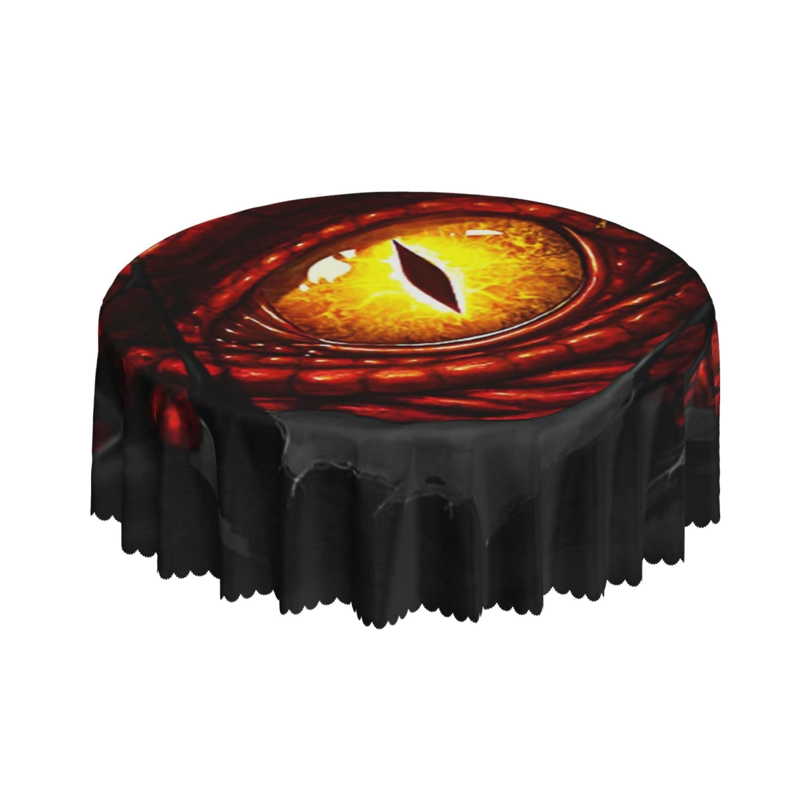 Lsjuee Dragon Eyes Red Black Round Tablecloth 60 Inch Printed Washable Tablecloth for Dining Party Holiday Fall Home Decorative
