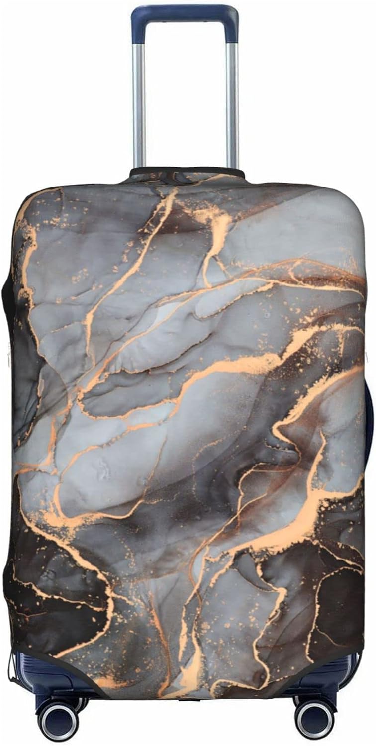 Black Gold Marble Luggage Cover Elastic Washable Stretch