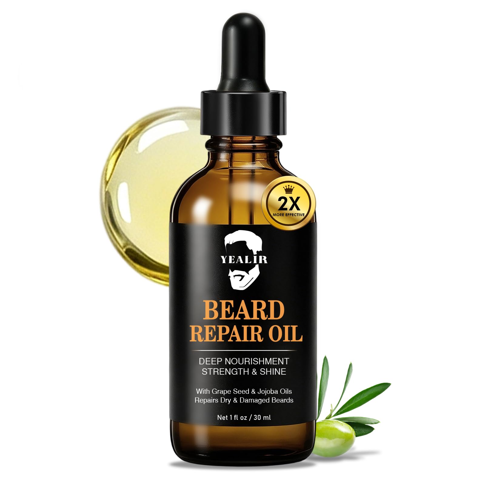 YEALIR Repair Beard Oil for Men, Unscented Mens Beard Oil, 1oz