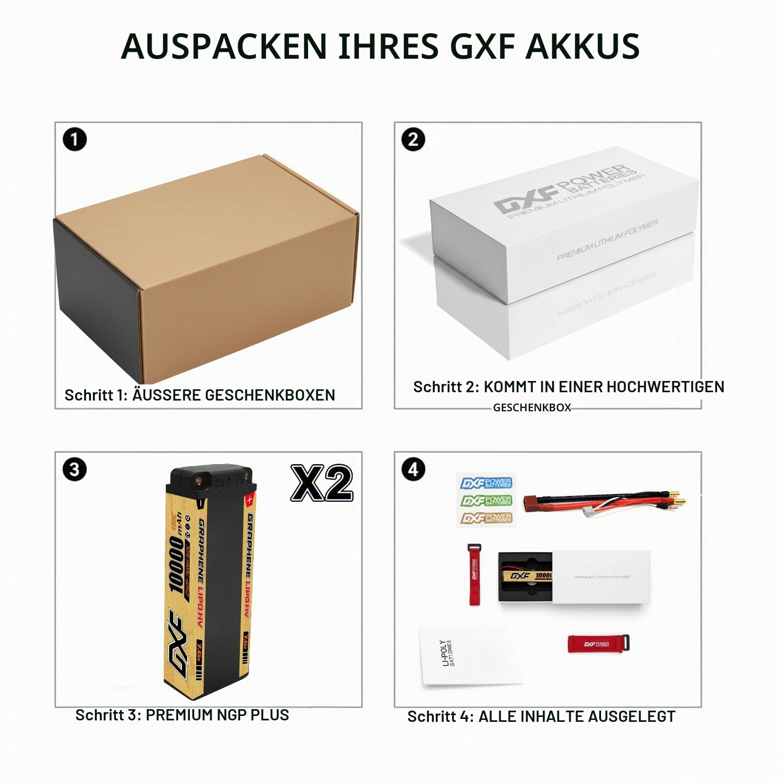 DXF 2 Stück 2S HV LiPo Akku 7.6V 10000mAh 150C Hardcase mit 5mm Bullet zu T Stecker für RC Car Truck Flugzeug Helikopter Boot Buggy Wing 1:8 1:10 Hohe Leistung Lange Laufzeit