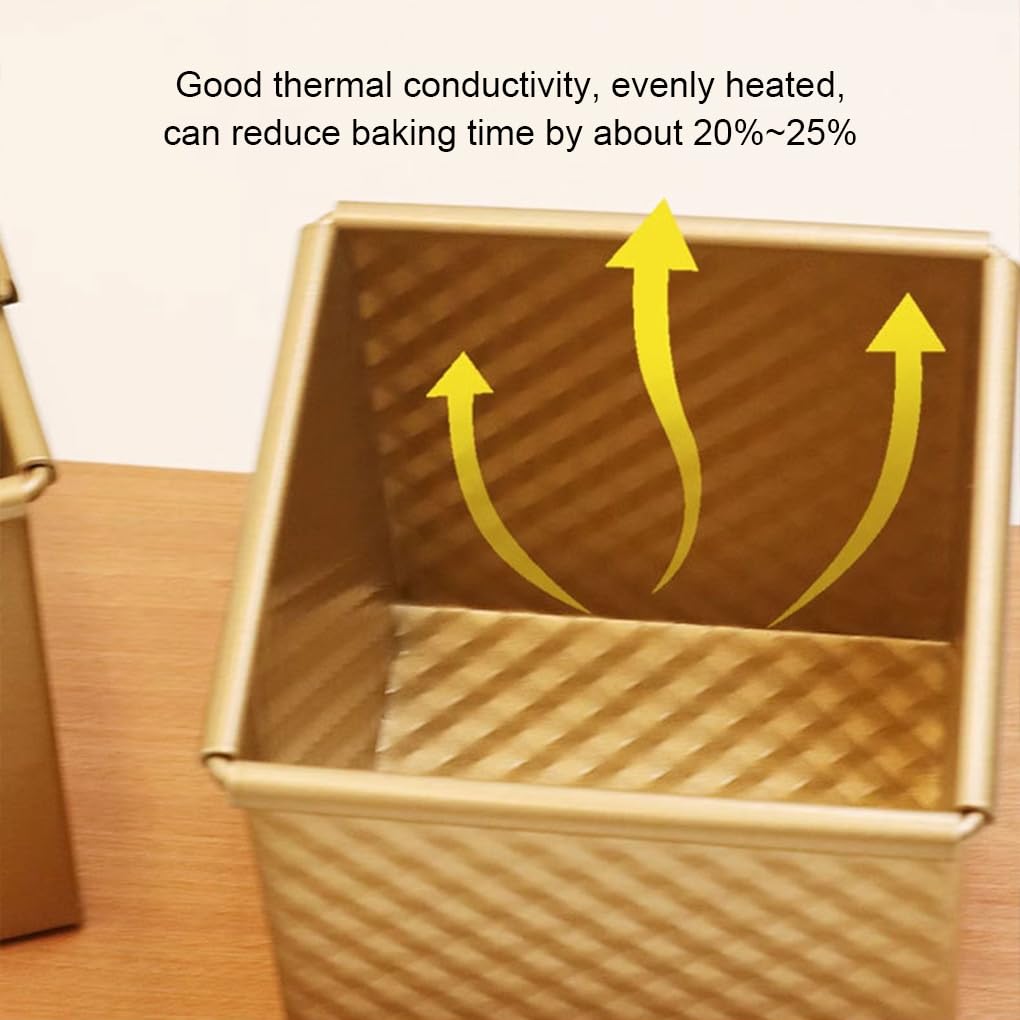 Molde para Pan Tostado Antiadherente de 6 Piezas con Tapa fácil de Limpiar Molde para Hornear Pan Resistente al Calor con Tapa de aleación de Aluminio