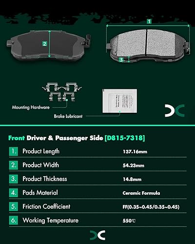 Miniatura 253 de Kits de frenos y rotores, rotores de freno SCITOO y 8 pastillas de cerámica para 08-12 para Chrysler Town & Country, 08-12 para Dodge Grand Caravan