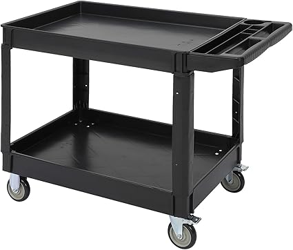 Service Cart 2-Shelf, Storage Handle, 500 lbs Capacity, for Warehouse/Garage/Cleaning/Manufacturing?45
