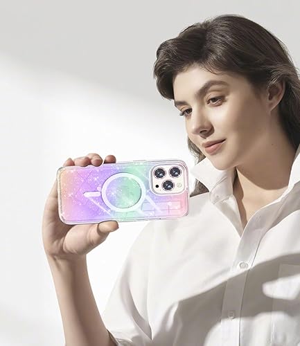 Miniatura 6 de Meshine Funda magnética brillante para iPhone 15 Pro compatible con MagSafe, 2 protectores de pantalla y 2 protectores de lente de cámara de