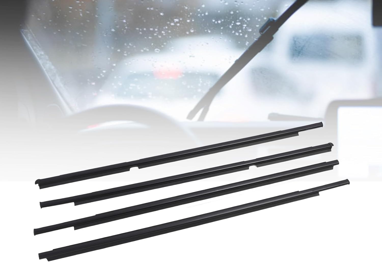 Window Moulding Trim Weatherstrip Window Seal, 4PCS Car Door Weatherstrip 68160‑52110 Sealing Strip Moulding Trim for 2005‑2011, Weather Stripping, Improved Driving Experience