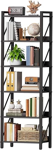 Miniatura 18 de HOOBRO Estantería industrial de 3 niveles, organizador de almacenamiento para libros, estantería pequeña con marco de metal para sala de estar,