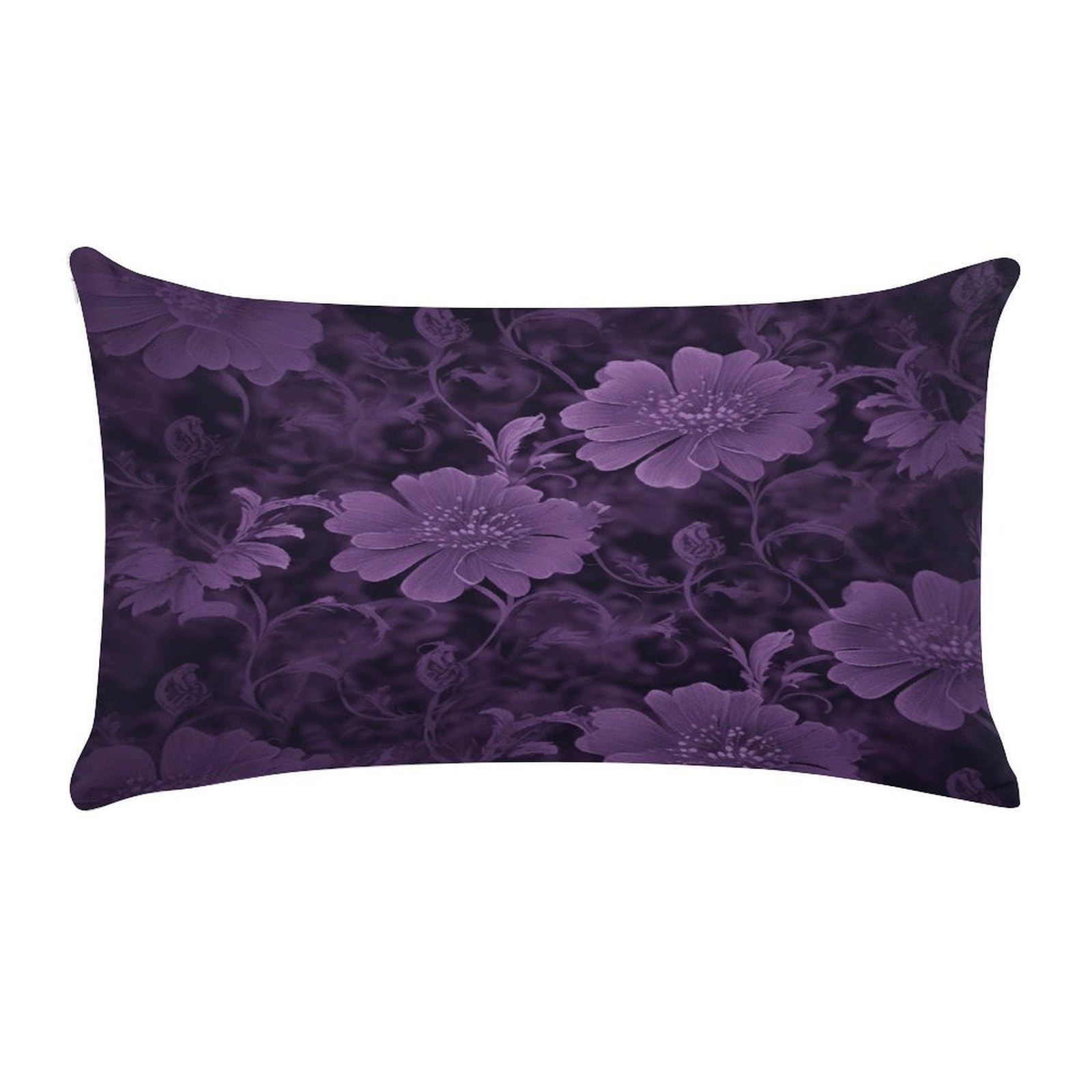 FekiLoot Purple Pillow Covers Short Plush Pillowcase with Zipper Cozy Soft Rectangular Throw Pillow Case Luxury Style Cushion Cases Decorative Lumbar Pillow Shell 12" X 20"