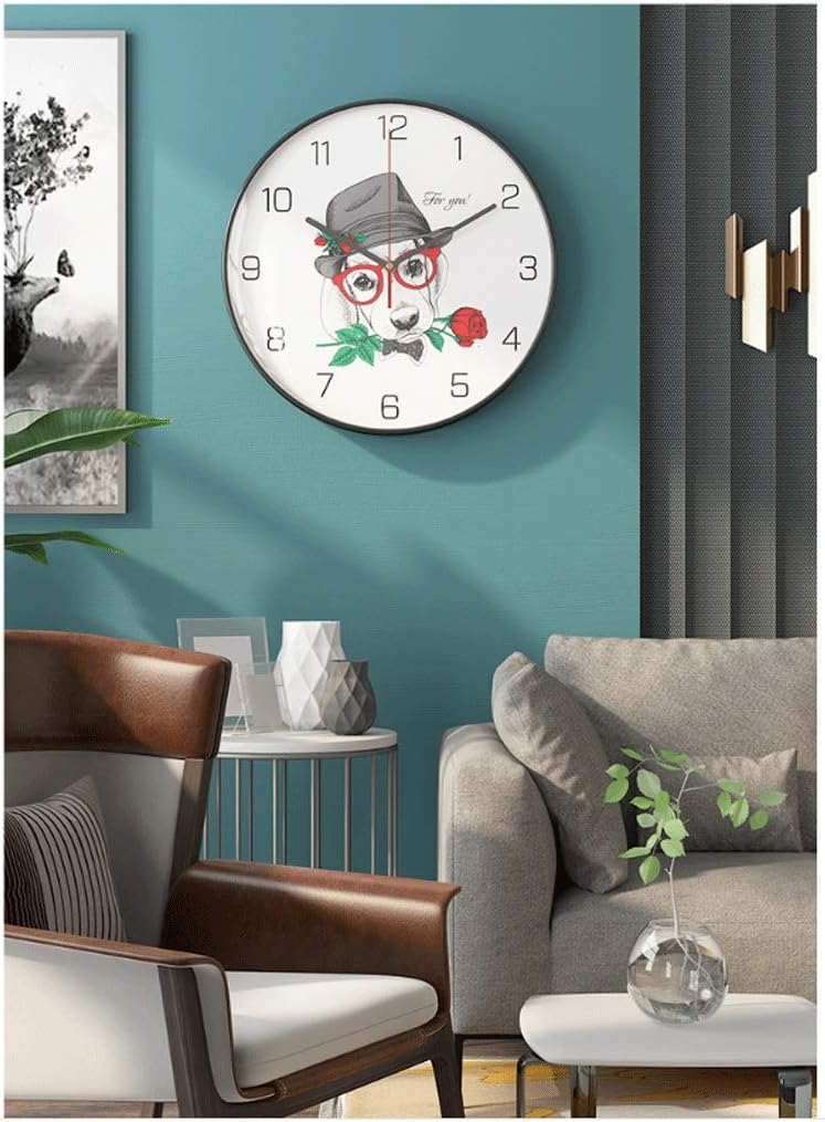 Cute, Silent, no Scale, 12-inch Modern Home Painted Quartz Silent nt, Ideal for Decorating Children's Rooms, Living Room, Dining Room, Kitchen Decor Clock
