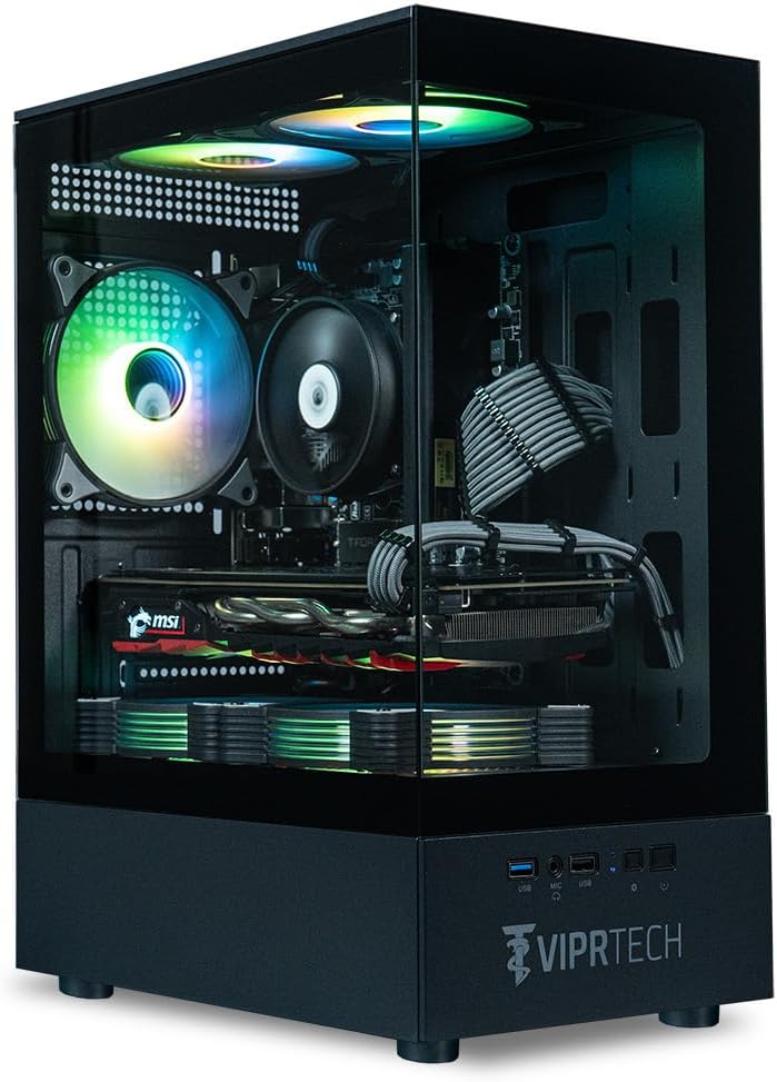 ViprTech Stryker 1.0 Gaming PC – AMD Ryzen 7 (4.1GHz Turbo), RX 580 8GB, 32GB DDR4 3200, 1TB NVMe SSD, 700W PSU, WiFi BT, Win 11 Pro, RGB, Desktop Computer Prebuilt, Black ViprTech Stryker 1.0 Gaming PC – AMD Ryzen 7 (4.1GHz Turbo), RX 580 8GB, 32GB DDR4 3200, 1TB NVMe SSD, 700W PSU, WiFi BT, Win 11 Pro, RGB, Desktop Computer Prebuilt, Black