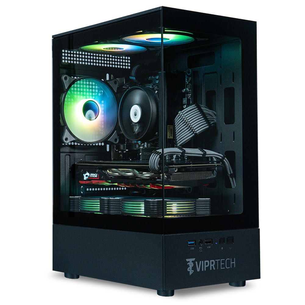ViprTech Stryker 1.0 Gaming PC - AMD Ryzen 7 (4.1GHz Turbo), RX 580 8GB, 16GB DDR4 RAM, 500GB SSD, 700W PSU, WiFi BT, Win 11 Pro, RGB, Braided