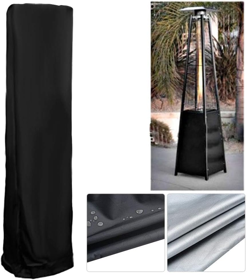 Patio Heater Covers, 210D/420D Oxford Waterproof Dustproof Outdoor Heater Cover, with Zipper and Storage Bag, Standing Square Heater Covers, 87”H X 24”D X 20”B Inch, Black(210D)