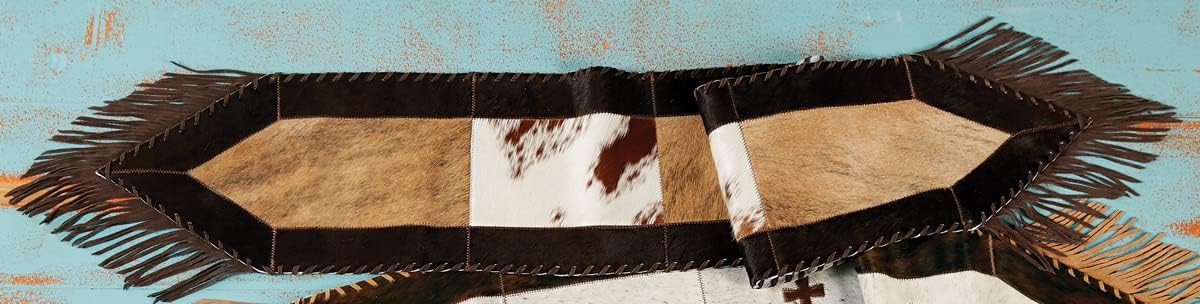 BLACK FOREST DECOR Plain Cowhide Table Runner, Decorative Accent, 10" W x 5