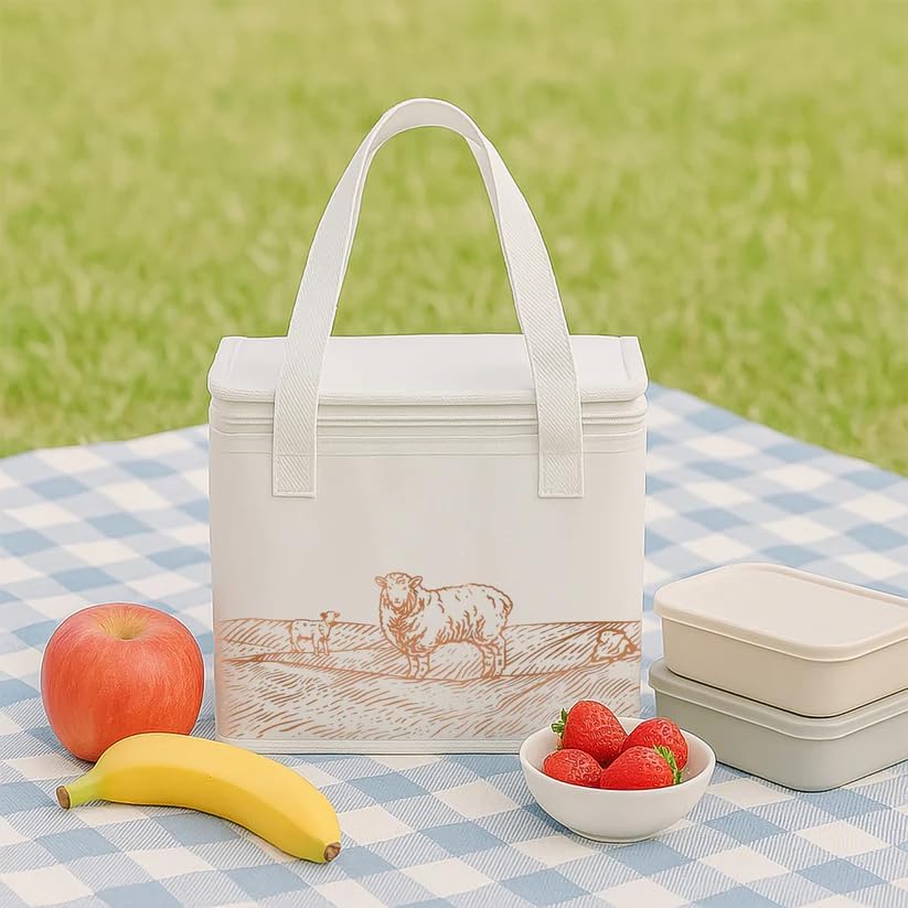 Image of Insulated Thermal Lunch Bag | Leakproof, Portable Food Storage Cooler Tote with Aluminum Foil Lining | Reusable & Durable Lunch Carry Bag for Office School & Travel (1 Pc)