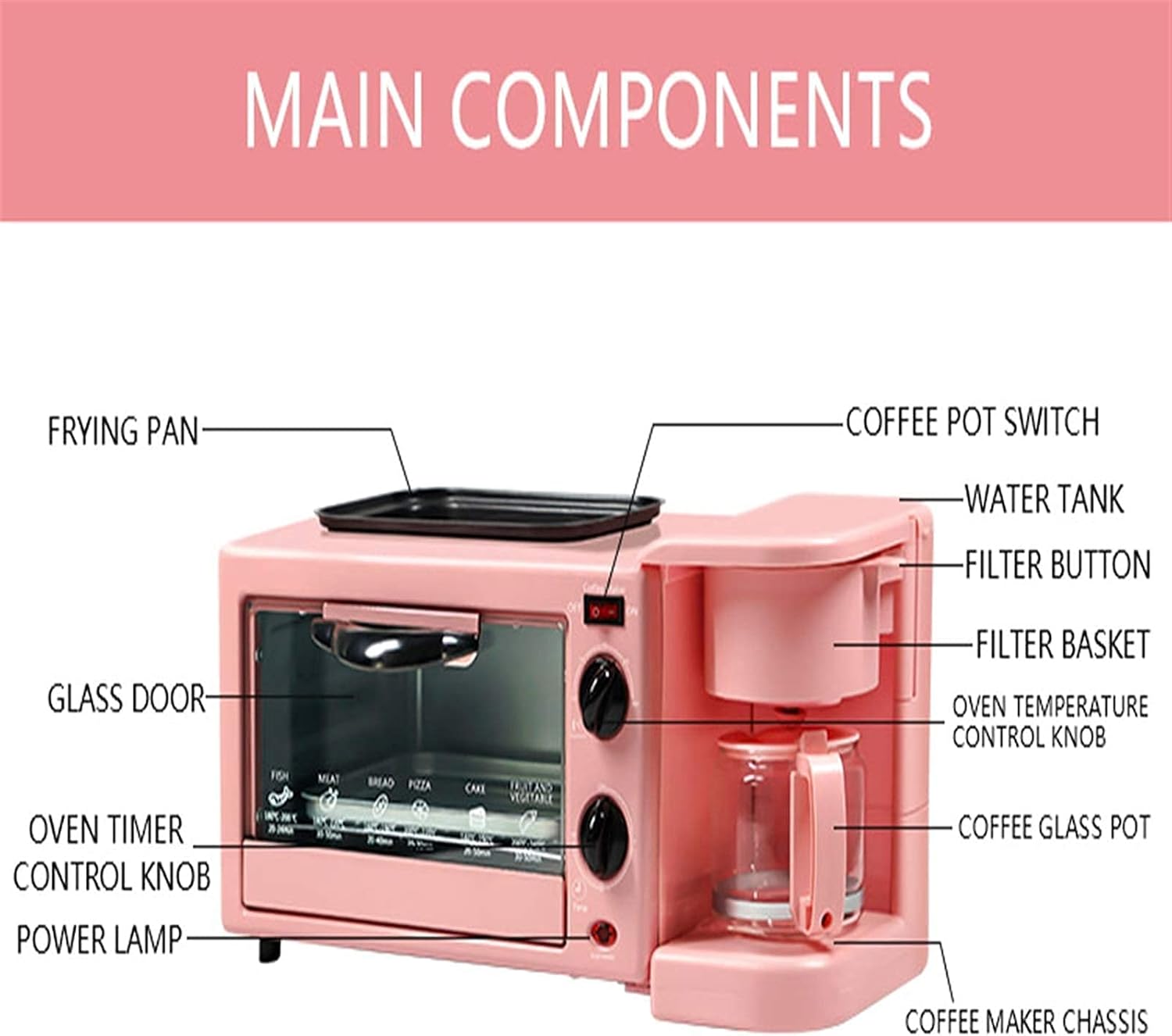 Toaster Toaster Oven Small Oven 9L Home Multifunctional 3-in-1 Breakfast Machine Electric Oven Coffee Omelette Toaster Toast Air Fryer
