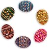 Set of 6 Miniature Ukrainian Wooden Easter Eggs Pysanky 1.5 Inches #3