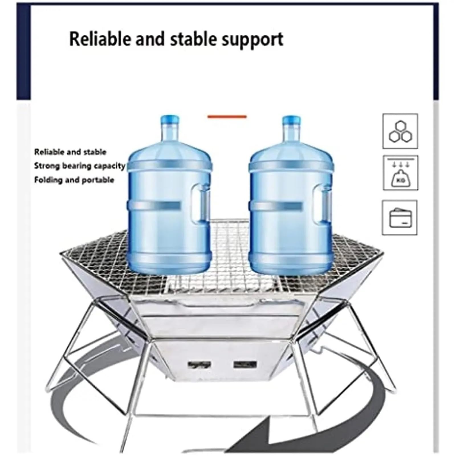 Brasero Exterieur Incinérateur à Bois en Acier Inoxydable, poêle de Camping Plein air, Barbecue Table Hexagonal Pliable et Portable