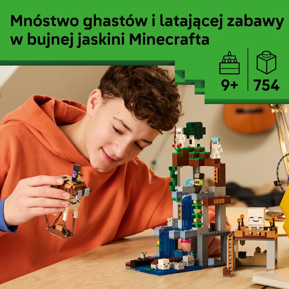 LEGO Minecraft Stacja Ghasta 21597 | budowla Minecraft, zestaw z mobami, prezent dla fana Minecrafta 9+, 754 elementy