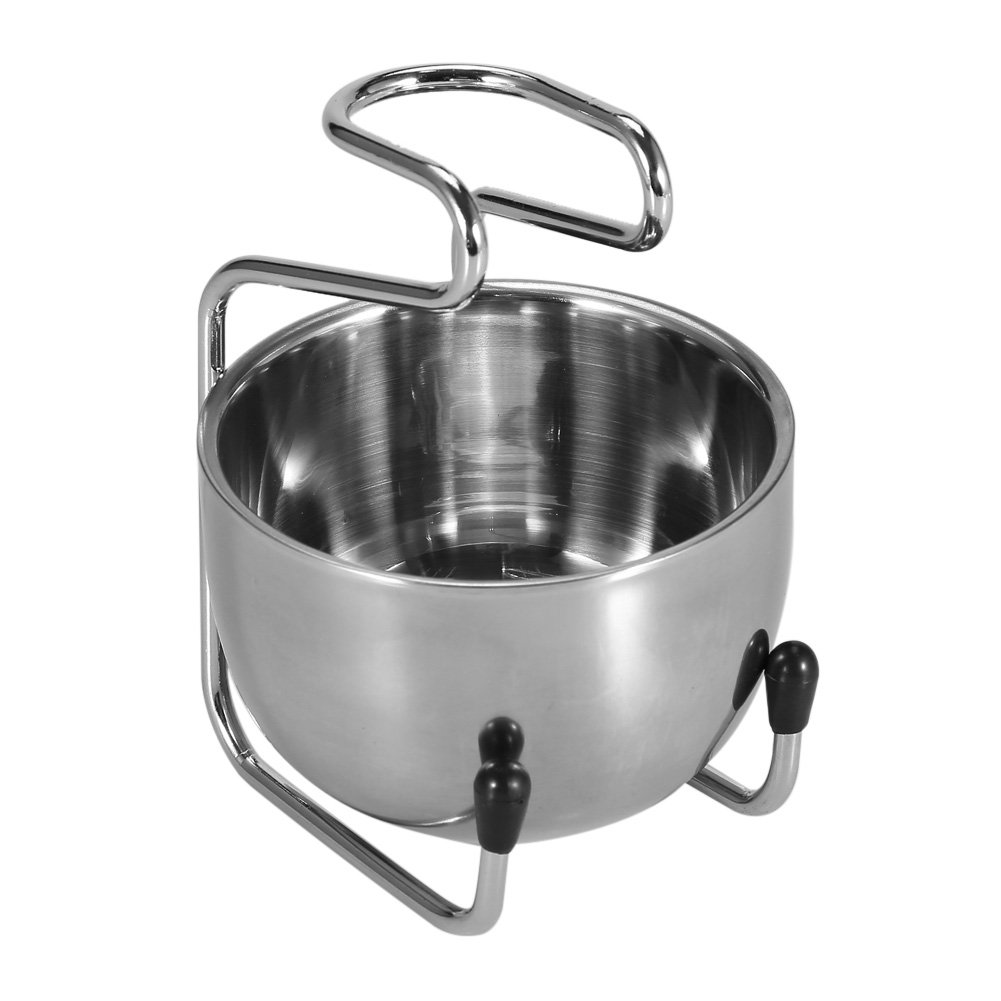 QANYEGN Shaving Brush Razor Stand with Soap Bowl, Stainless Steel Shaving Brush Stand Holder, Men Razor Holder for Boyfriend Husband Dad