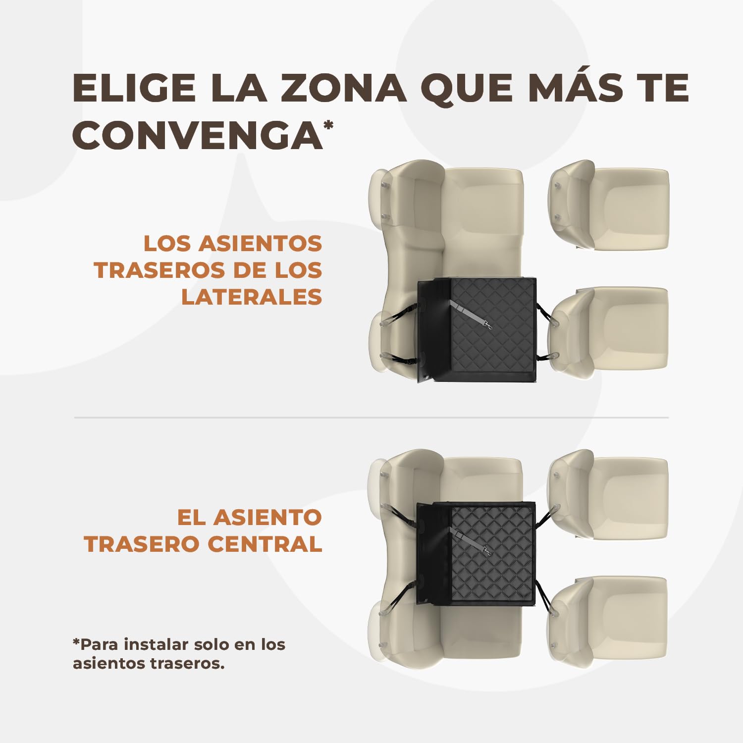 Wuglo Asiento de coche para perro extra estable – Asiento reforzado para perros de tamaño mediano con 4 correas de sujeción, robusto e impermeable asiento de coche para mascotas para asiento posterior