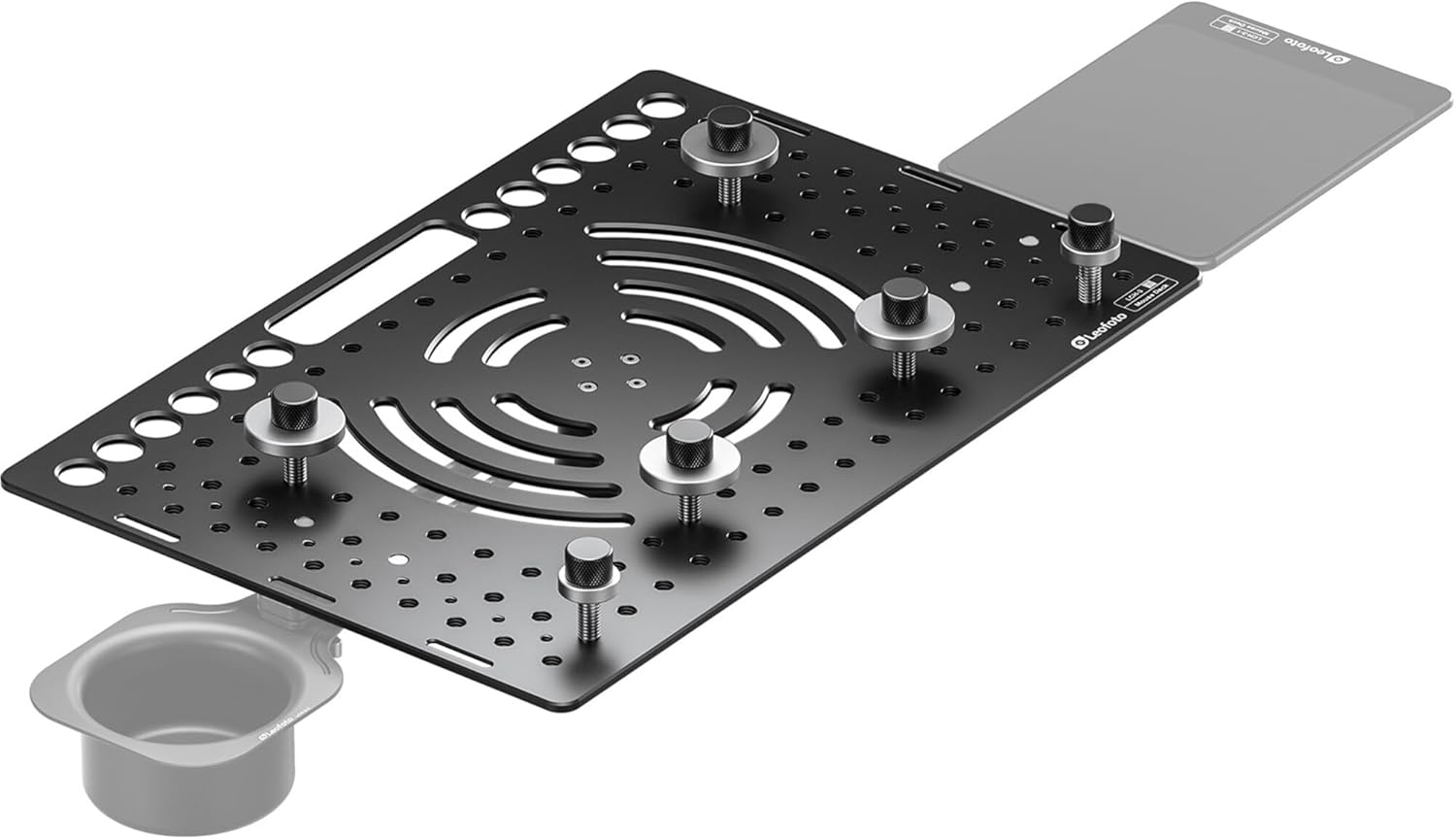 LEOFOTO Laptop Tray with 3/8" & 1/4" Mounting Holes, Universal Laptop Mount, Arca Standard, Secure Clamps, Tripod Compatible (LCH-3)